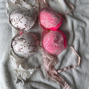 Victoria's Secret Pink and Cream Lace Bras
